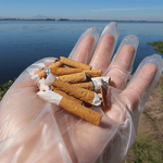 Cigarettes on palms of a hand
