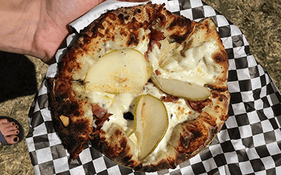 Pear pizza at the Delta Pear Fair