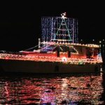 Boat with Christmas Lights for a boat parade in the California Delta
