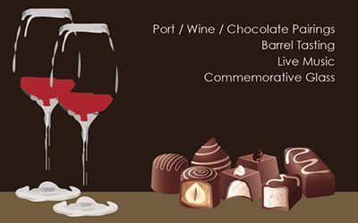 Wine and chocolate paring event flyer