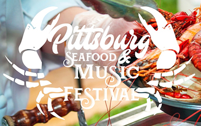 Event flyer for seafood festival in Pittsburg