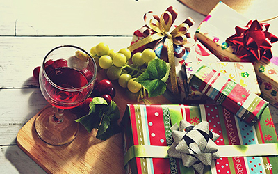 Holiday presents and wine